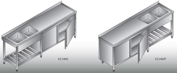Stół zlewozmywakowy 2- zbiornikowy LO 244/P; LO244/L   
