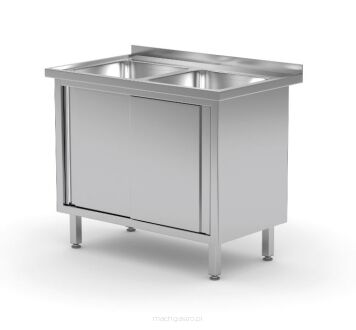 Stół z dwoma zlewami | szafka z drzwiami suwanymi | komora 330x300x150 mm