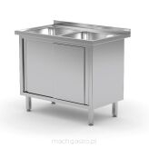 Stół z dwoma zlewami | szafka z drzwiami suwanymi | komora 330x300x150 mm