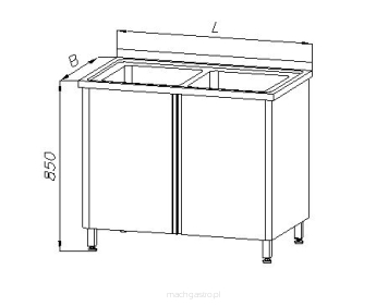 Stół ze zlewem 2-komorowym i szafką - drzwi uchylne E2270