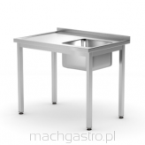 Stół ze zlewem 1-komorowym – skręcany, Kitchen Line, 1000x700x850 mm