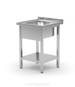Stół z 2 zlewami, bez półki – skręcany, Kitchen Line, 1000x700x850 mm