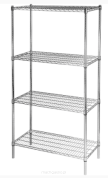 Regał chromowany, 4 półki, składany, 900x450x1800 mm - kod 680200