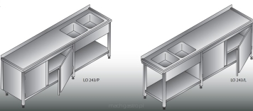 Stół zlewozmywakowy 2- zbiornikowy LO 243/P; LO243/L  