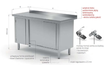 Stół przyścienny z szafką i drzwiami suwanymi POL-134-L