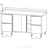 Stół z dwoma blokami dwóch szuflad i szafką - drzwi suwane E 1220