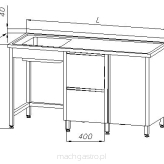 Stół ze zlewem 1-komorowym, blokiem dwóch szuflad i szafką E2160
