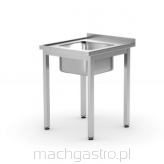 Stół ze zlewem 1-komorowym – skręcany, Kitchen Line, 600x700x850 mm