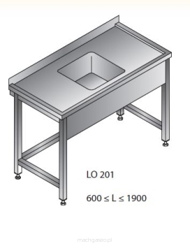 Stół zlewozmywakowy 1- zbiornikowy LO 201; LO 201/P; LO 201/L