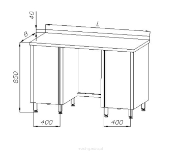 Stół roboczy z 2-ma szafkami i półką E 1085