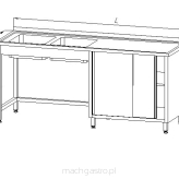 Stół ze zlewem 2-komorowym i szafką - drzwi suwane E2300