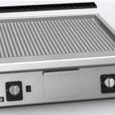 Płyta grillowa gazowa | ryflowana | chromowana | 18.5 kW | 800x930x290 mm