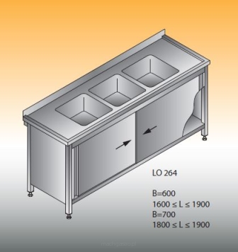 Stół zlewozmywakowy 3- zbiornikowy LO 264