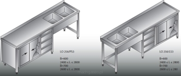 Stół zlewozmywakowy 2- zbiornikowy LO 256/S3  