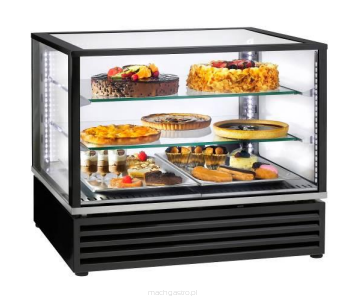 Witryna chłodnicza, nastawna, cukiernicza, czarna, oświetlenie LED, 170 L